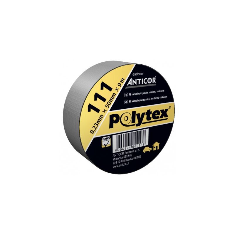 samolepící univerzální páska ANTICOR POLYTEX 111P DUCT 50x25 max.do 90°C šedá