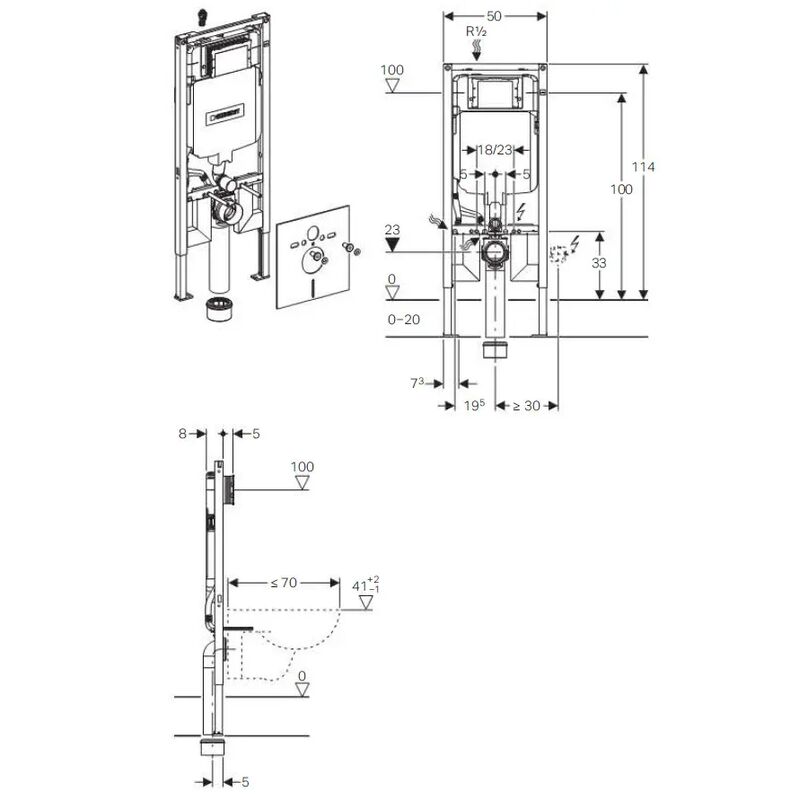 Geberit 111.794.00.1 Duofix WC Modul s nádržkou 8cm, pod omítku