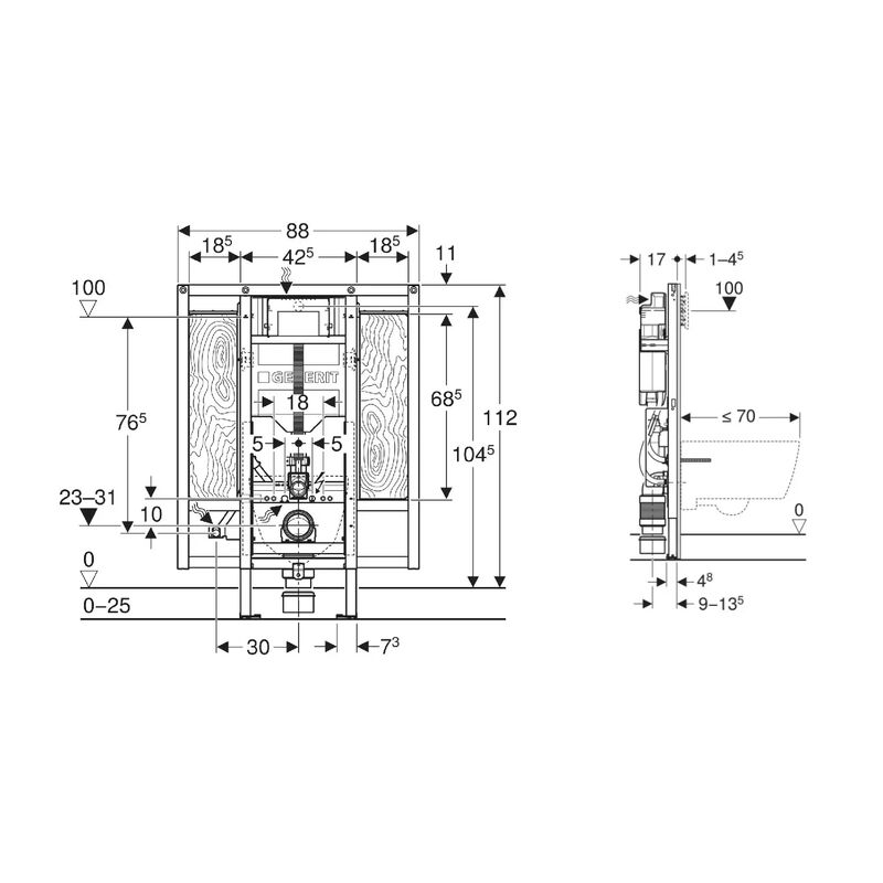 Geberit 111.904.00.5 Dufoxi montážní prvek pro bezbariérový WC modul