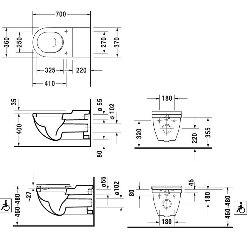 DURAVIT STARCK 3 Vital WC Závěsné WC bílé 2203090000