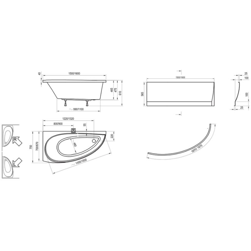 Vana Avocado 160x75 pravá 