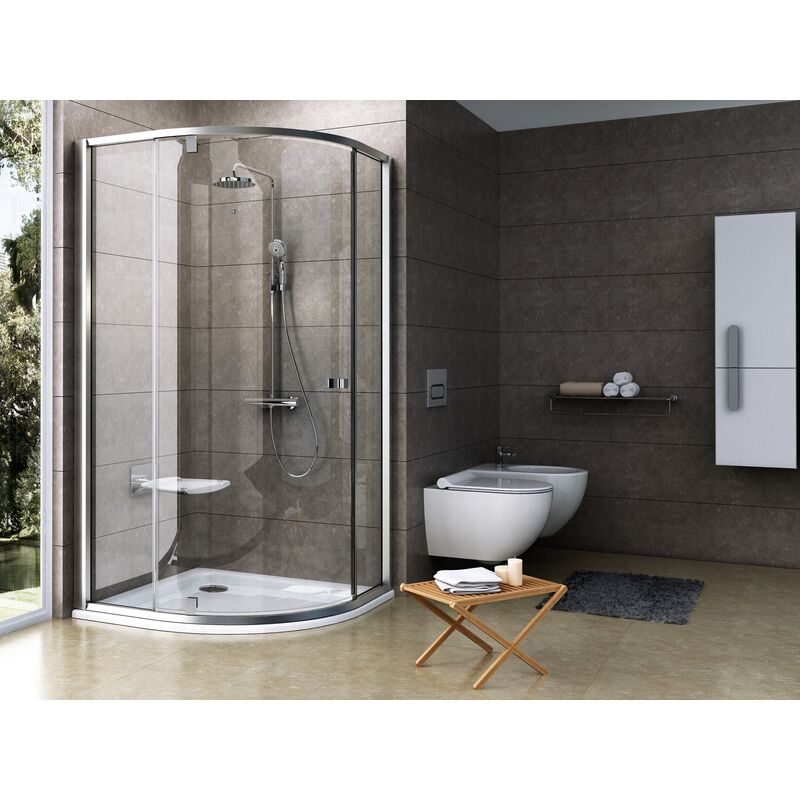 Sprchový kout Pivot PSKK3 90 satin/transp. čtvrtkruh 3-dílný pivotový
