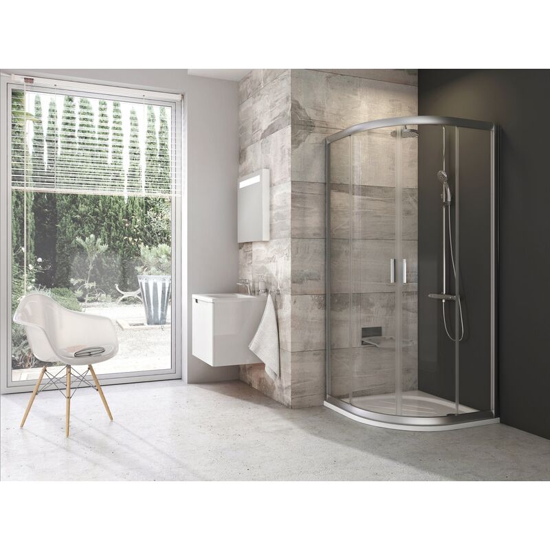 Sprchový kout Blix BLCP4 90 Satin/Transparent, kruhový posuvný sprch.kout 4-dílný