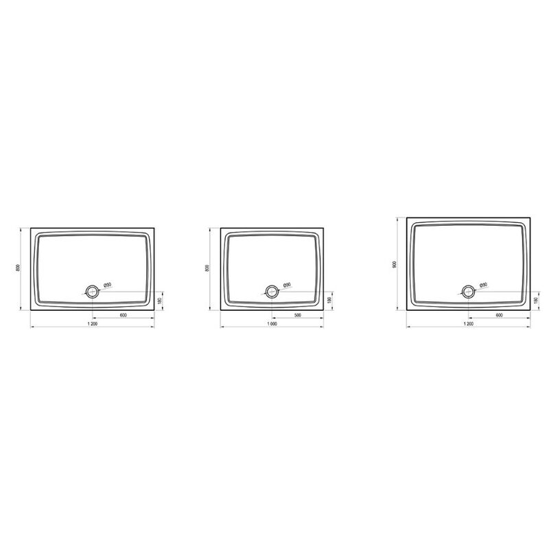 Sprchová vanička Gigant Pro (FLAT) 90x120 bílá hladké dno