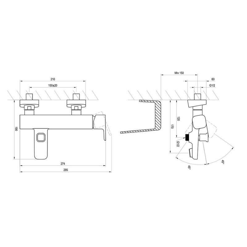 RA TD 022.00/150 Vanova nastenna 150 mm