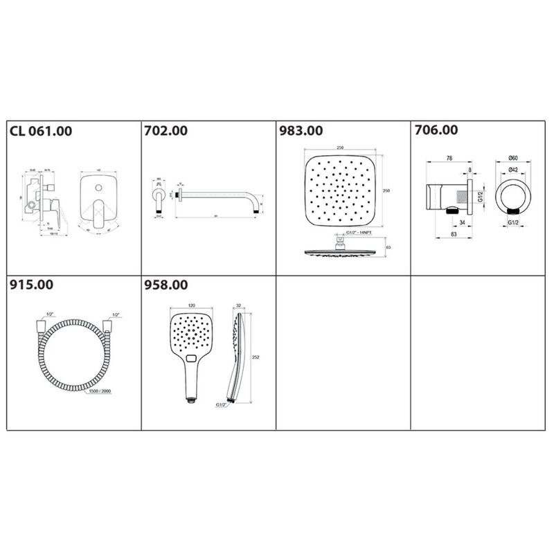 RA CL 090.00 sprch. podomitkovy set ,chrom