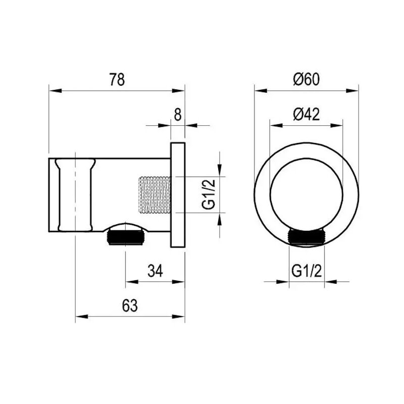 RA 706.20GB drzak sprchy s vyvodem vody, graphite brushed