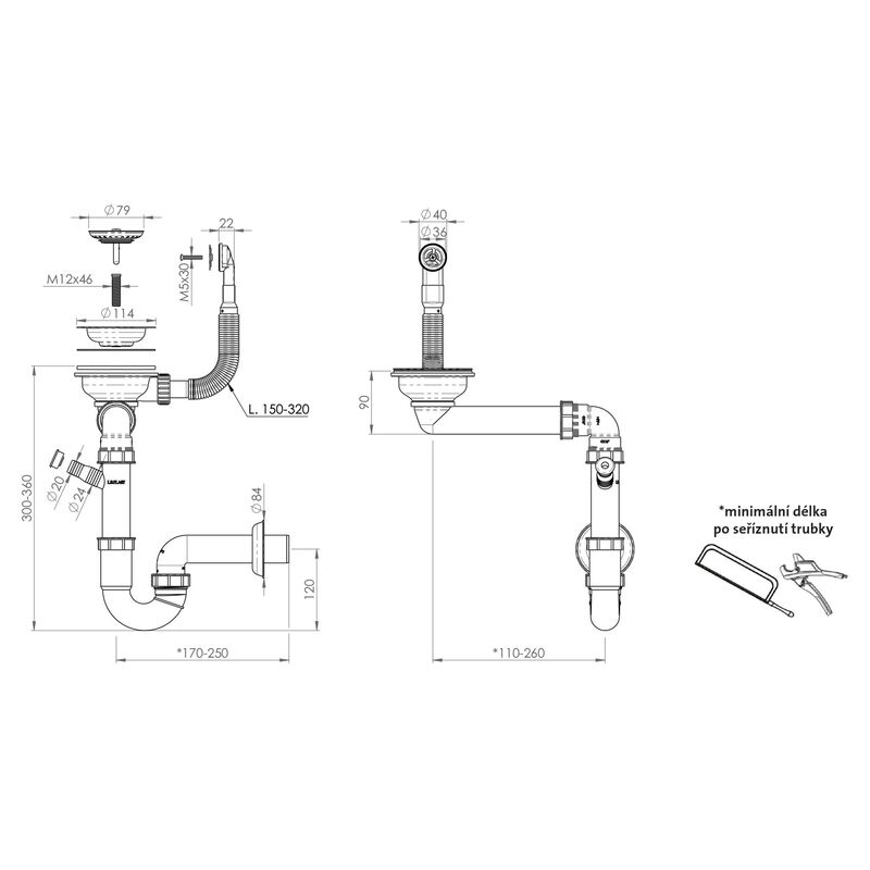 SINKS sifon 3 1/2 pro nerez. drezy