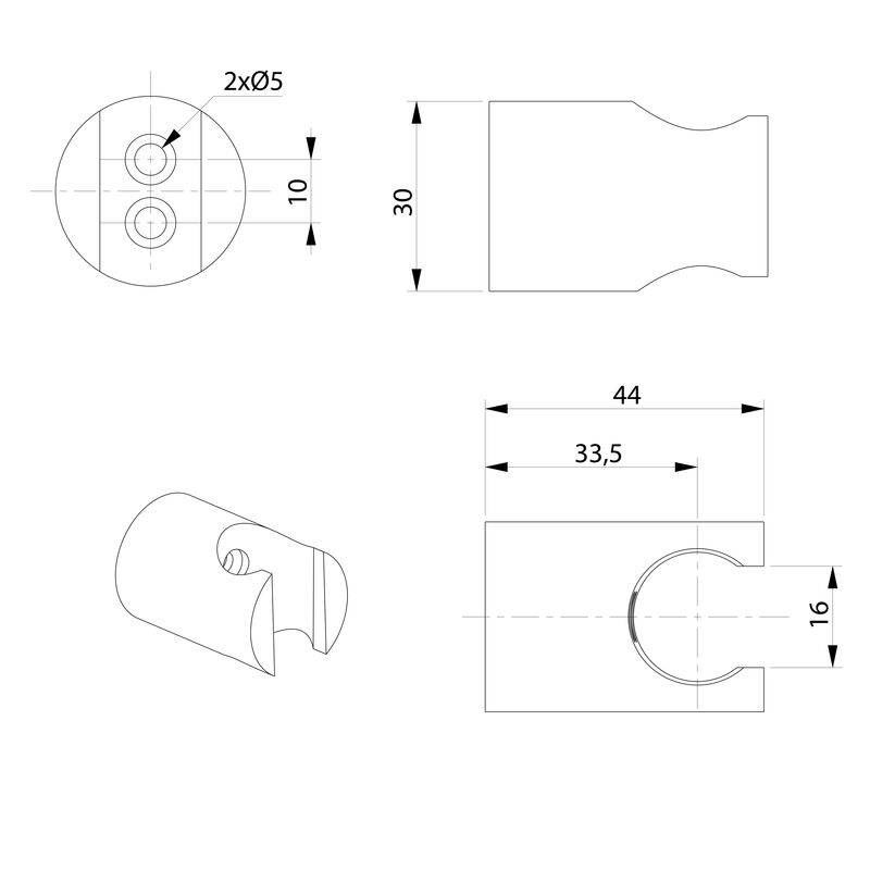 drzak sprchy pevny chrom 1205-15