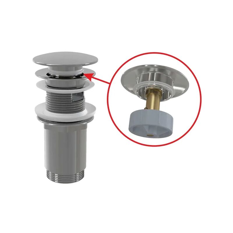 výpust umyvadlová click/clack 5/4 celokovová ALCA PLAST velká zátka A392