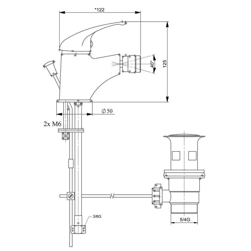 METALIA stojánková bidetová 55 011.1B s výpustí chrom/bílá