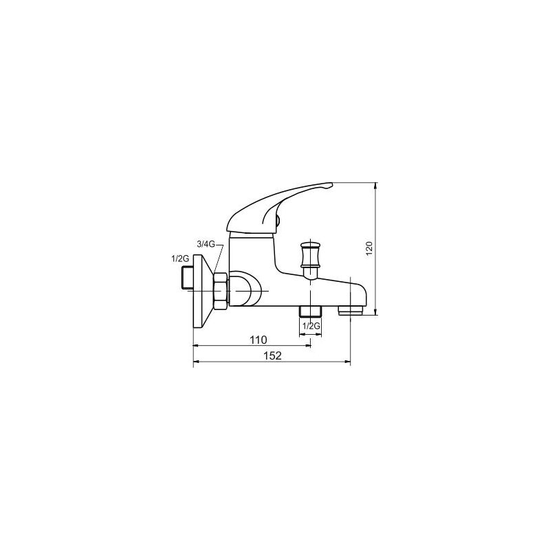 METALIA nástěnná vanová 55 020.0 150mm komplet chrom