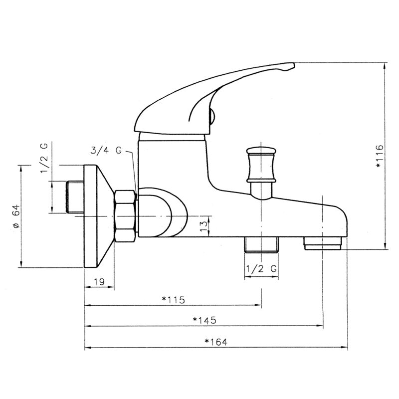 TITANIA IRIS nástěnná vanová 92 024/1.0 bez příslušenství rozteč 100mm
