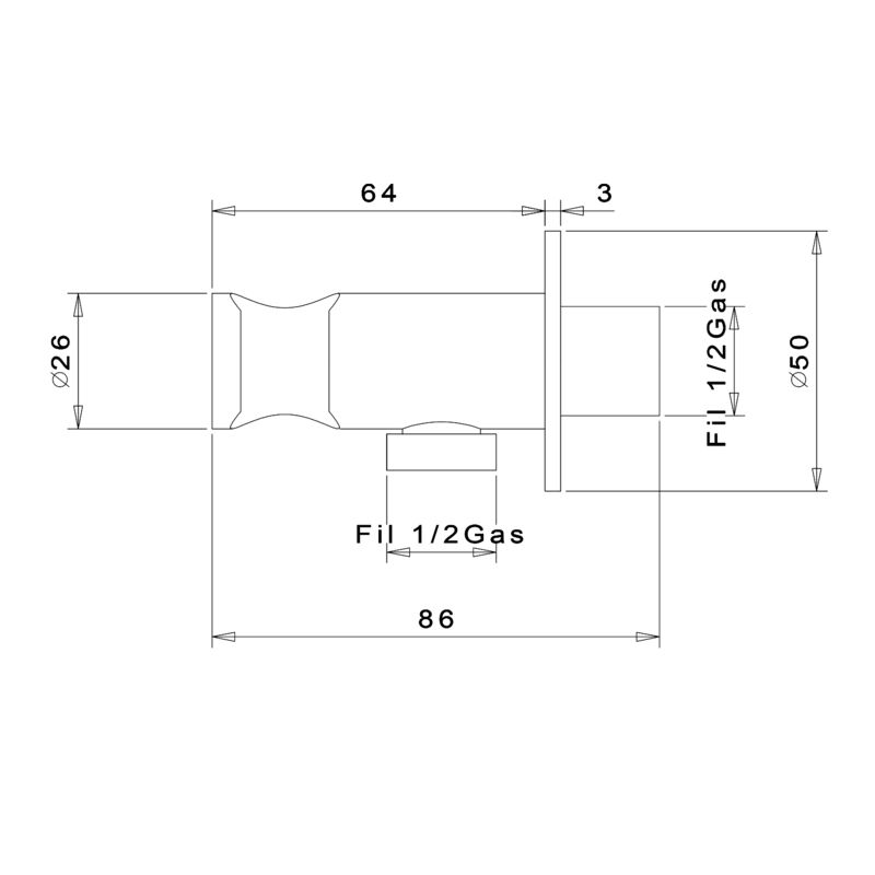 drzak sprchy kulaty pevny,s vyustenim, chrom