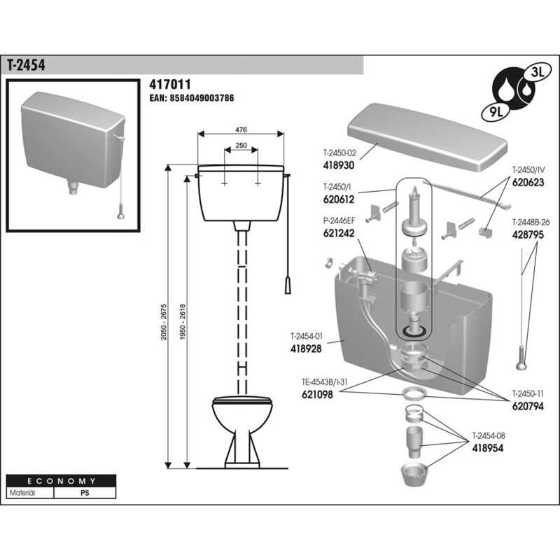splachovací nádržka T 2454