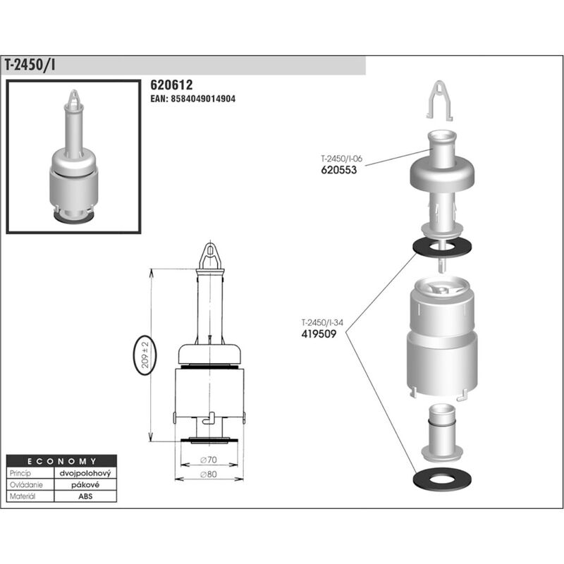 vypouštěcí system WC úsporný T 2450/I