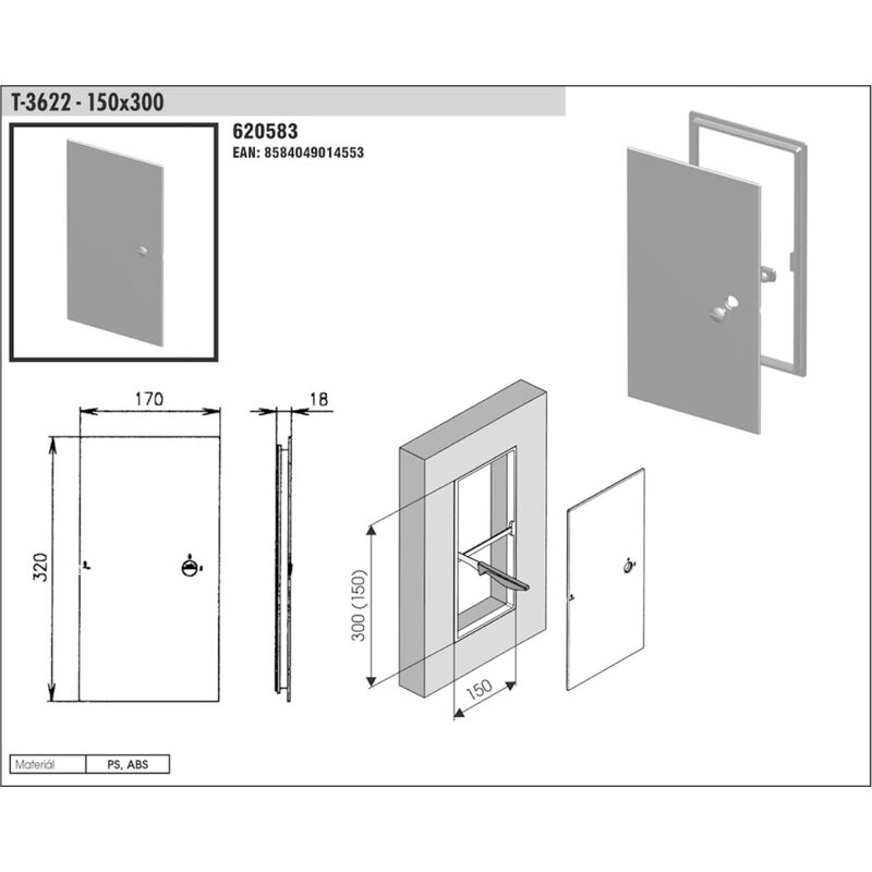 dvířka vanová T 3622 150x300 plastová