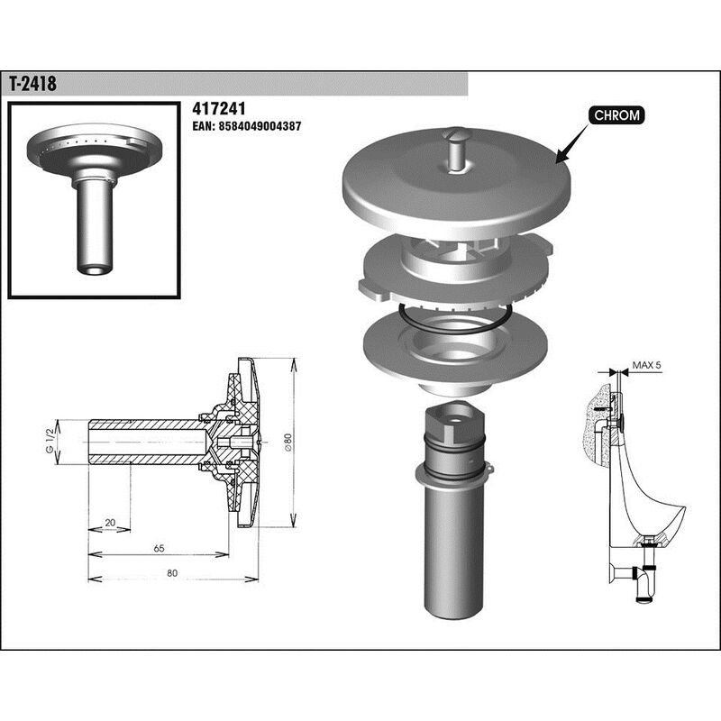 Pisoárový oplachovač T 2418 G 1/2
