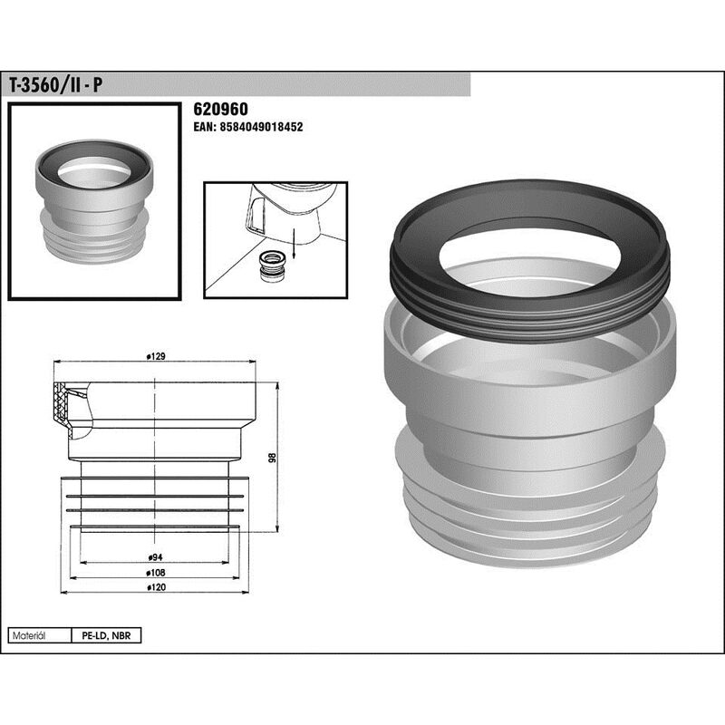 T 3560/II-P manžeta přímá k WC připojení