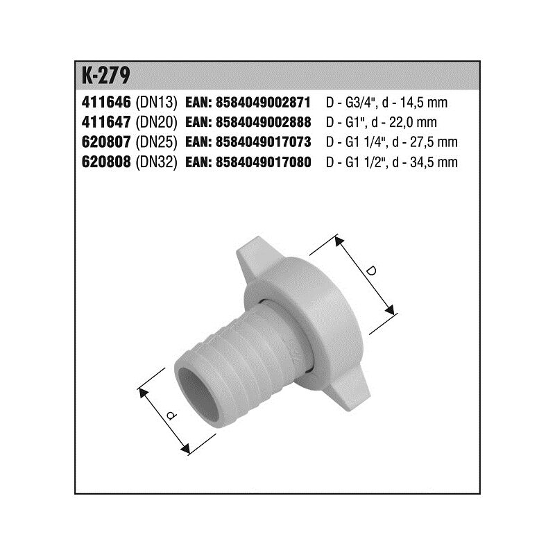 hadicová přípojka K - 279 DN13