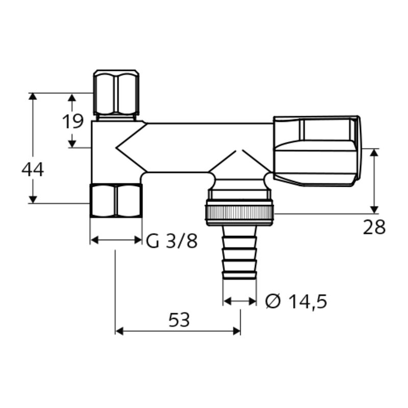 Schell ventil COMFORT kombinovany rohovy se zp. klapkou s ASAG 1/2 chrom