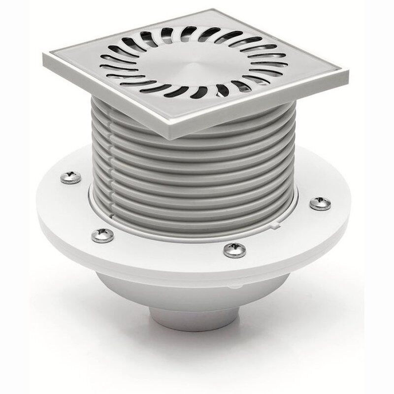 podlahová vpusť CHUDĚJ DN50 nerezová 122x122 s přírubou