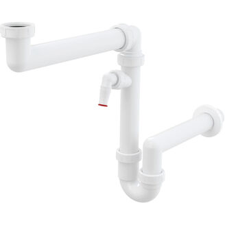 ALCADRAIN prostorově úsporný dřezový sifon s přípojkou a převlečnou maticí 6/4 A872P