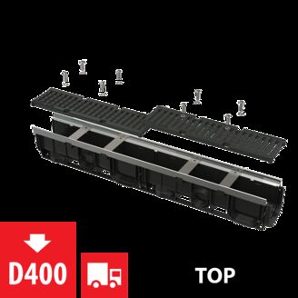 ALCA PLAST AZV103-R201 Venkovní žlab 100mm s kovovým rámem a litinovým roštem