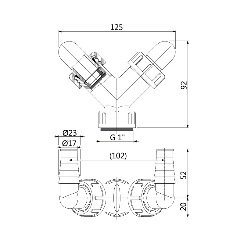 P148Z dvojite kolinko G1/17-23 se zpetnou klapkou  