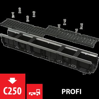 ALCA PLAST AVZ103-R202 Venkovní žlab 100mm s kovovým rámem a litinovým roštem C250