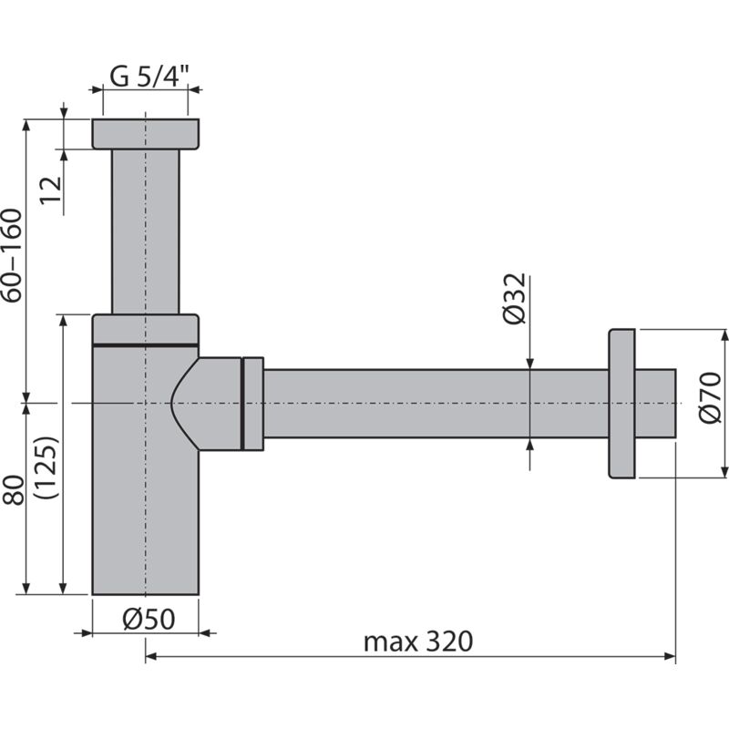 A400-N-B sifon umyvadlovy DN32 DESIGN,  NICKEL kartacovany mat