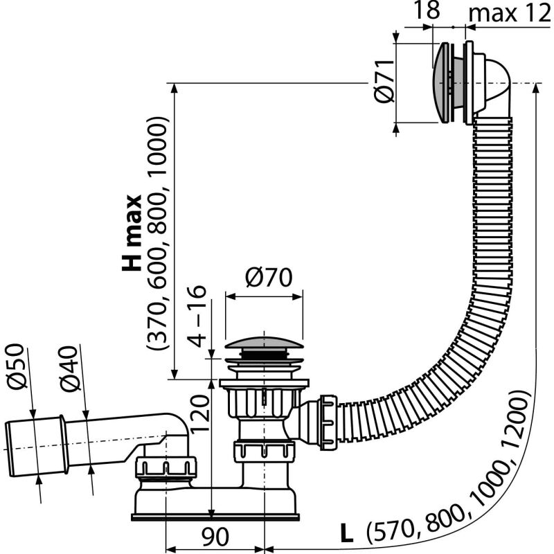 A504CKM sifon vanovy CLICK-CLACK kov