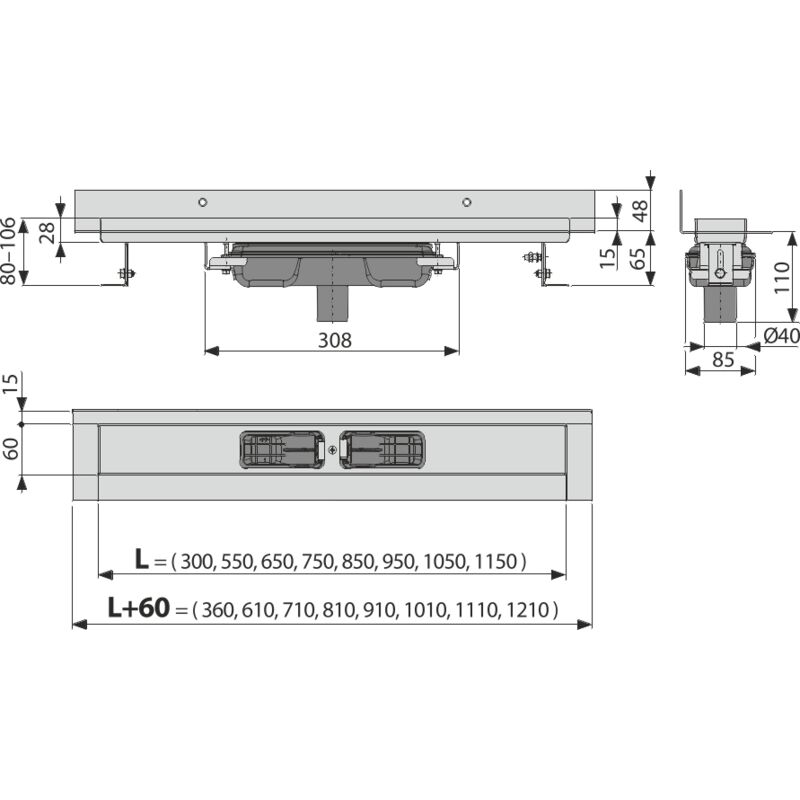 zlab APZ1116-1050 Wall Low podlah. zlav s okrajem