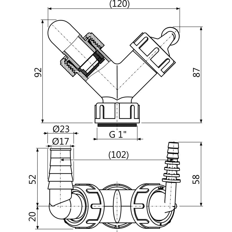 P149Z dvojite kolinko G1/8-23 se zpet.klapkami