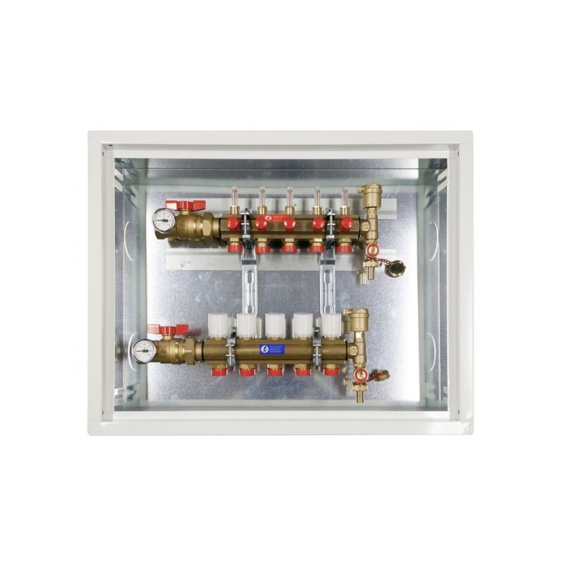 Giacomini R553FK komplet rozdělovač s kul.kohouty,teploměry,vypoušt.,odvzduš. do zdi R500; 1x18/3