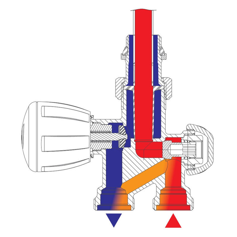 termostatický ventil dvoucestný rohový Giacomini R 358BIX s nátrubkem bez adaptérů 1/2x18mm