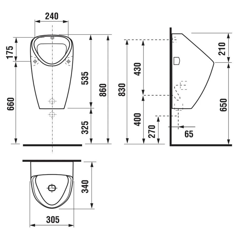 pisoár GOLEM 4306.0 bílý I.připojení vnitřní