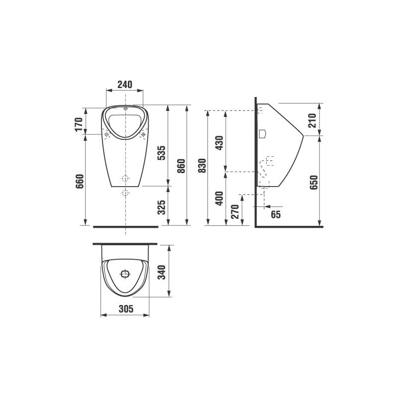 pisoár GOLEM 4306.1 I. barva bílá vnější připojení