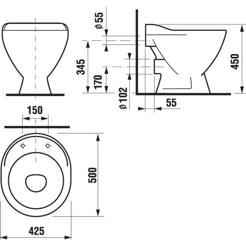 výlevka MIRA 5104.6 stojící, vodorovný odpad, bílá