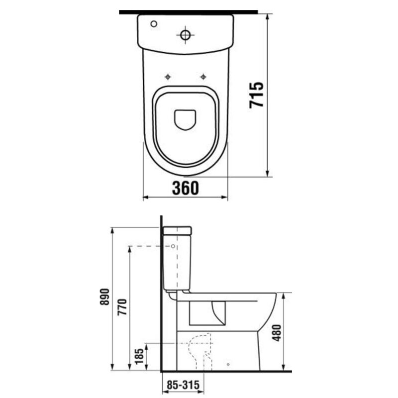 mísa kombi MIO 2471.6 bez nádrže zvýšená VARIO odpad