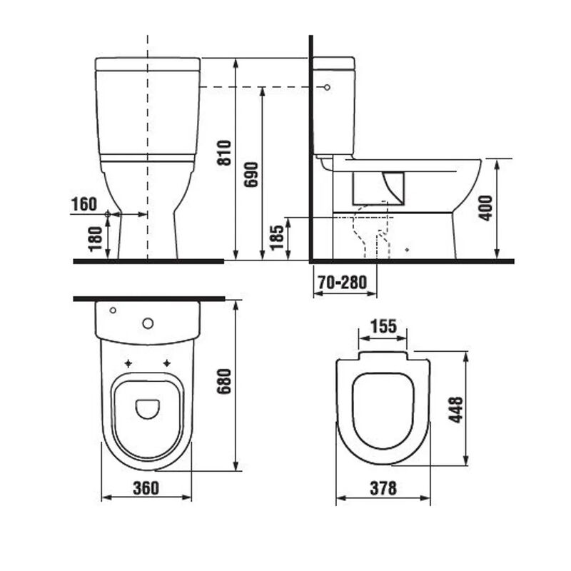 WC mísa kombi MIO/CUBITO 2371.6 bez nádrže VARIO odpad