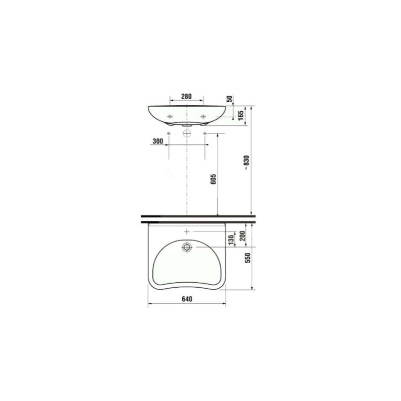 umyvadlo MIO 1371.4 zdravotní 64x55cm 104 s otvorem