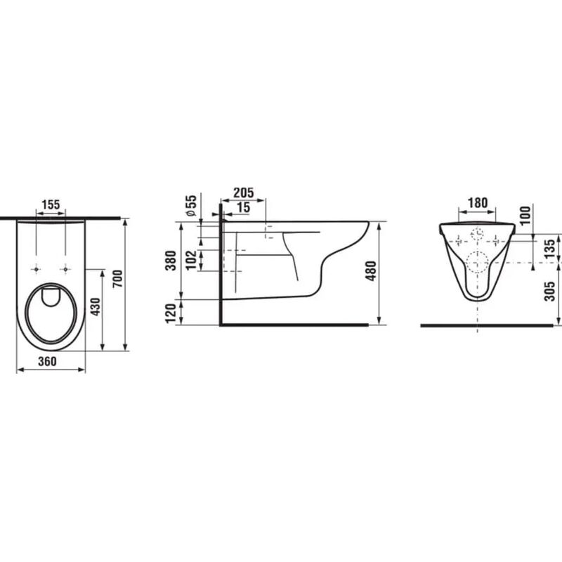 WC závěsný klozet Deep by Jika NEW 2064.2 hlub.splach.bílý pro tělesně postiž.