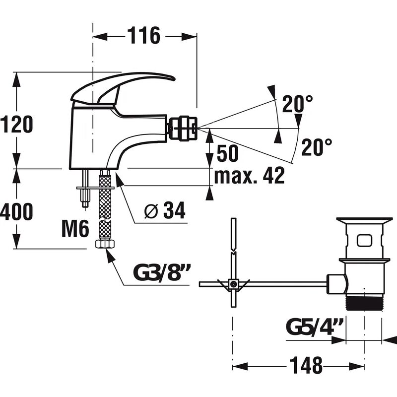 LYRA stojánková bidetová 4127.1.004 s autom.zátkou 5/4 chrom