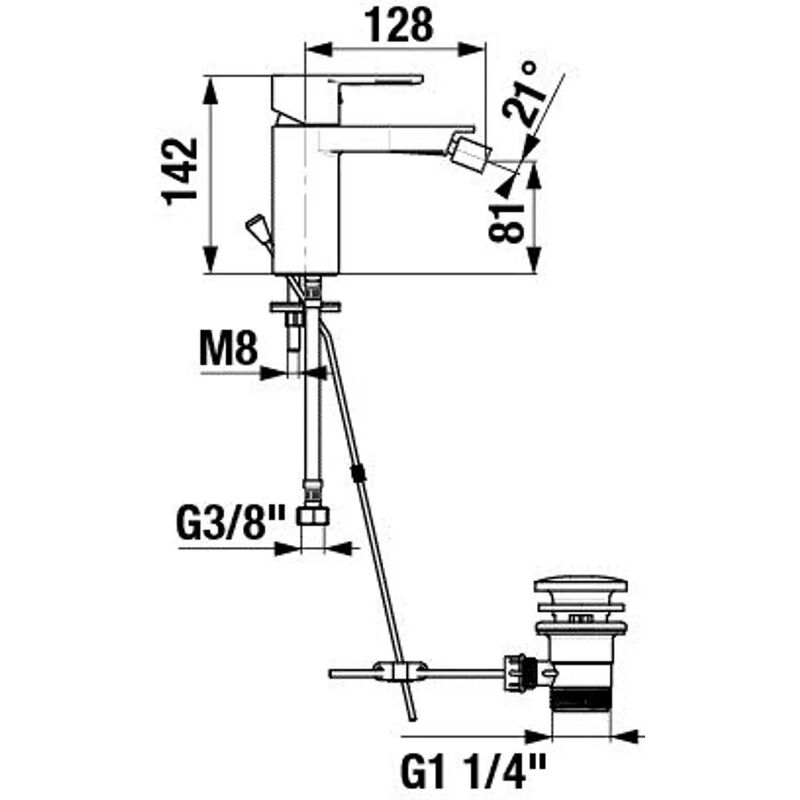MIO 4171.1.004 bidet.stoj.pakova s autom.zatkou 5/4 chrom
