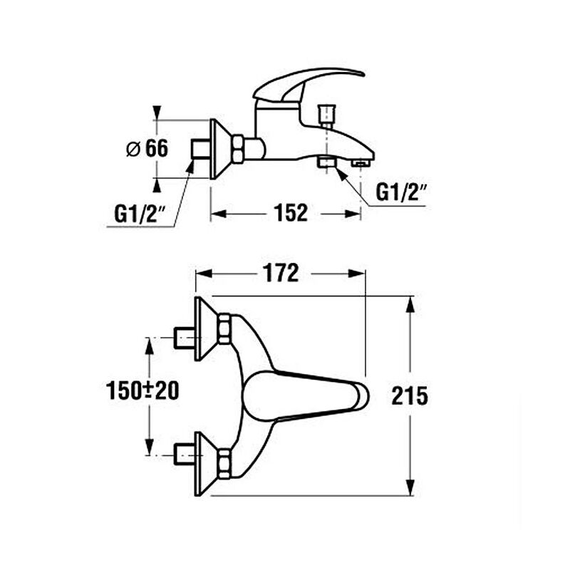 Jika LYRA vanová nástěnná bez příslušenství, chrom H3212770040001