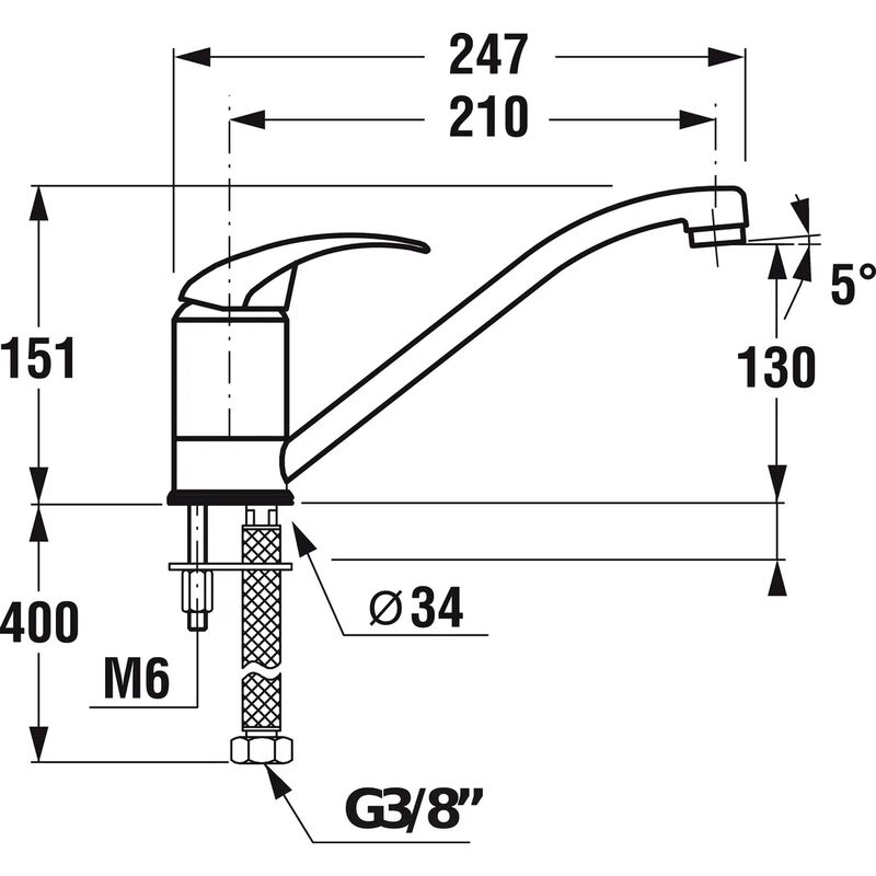 LYRA stojánková dřezová 5127.1.004.200 páková chrom