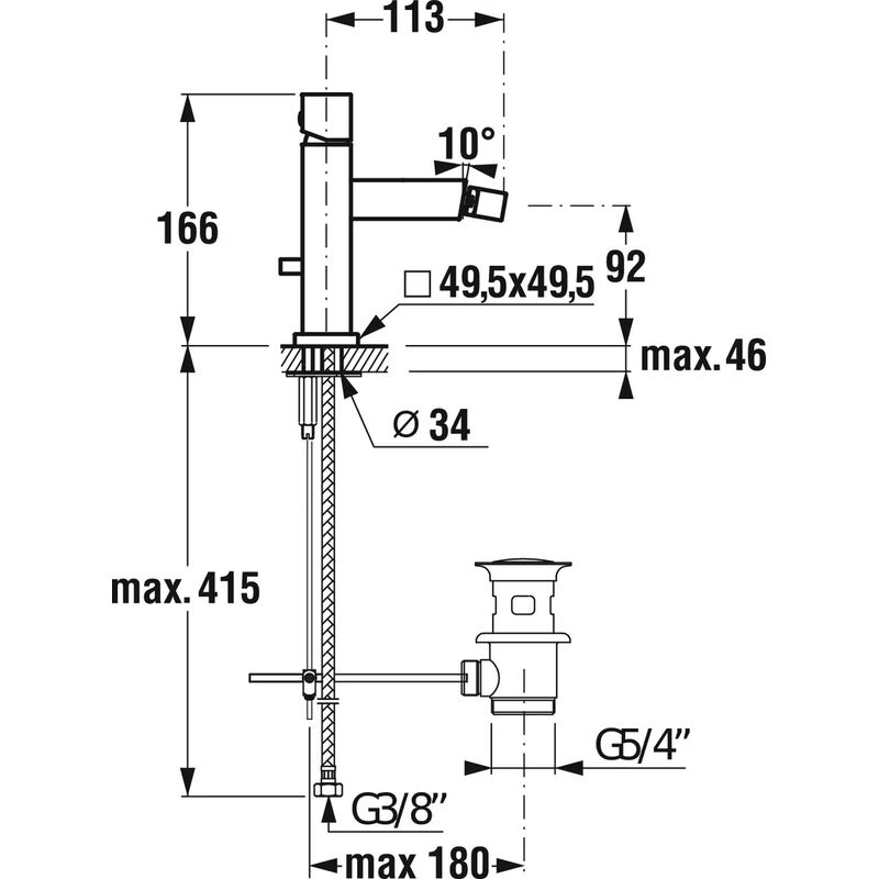 CUBITO stojánková bidetová 4142.1.004.001 chrom