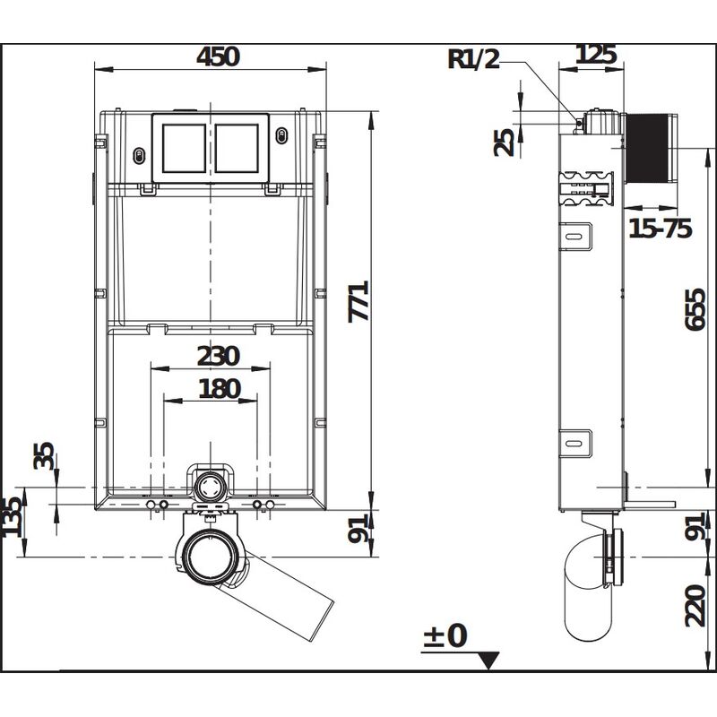 podomítkový modul JIKA 9365.1 PRO WC BASIC SYSTEM pro závěsné klozety, obezdění