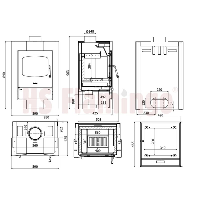 HS FLAMINGO krbova kamna 9kW ESPO II seda